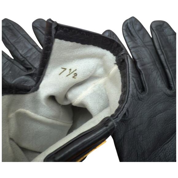 Hermes Women's Leather Gloves In Black Size 7.5 - Picture 7 of 9